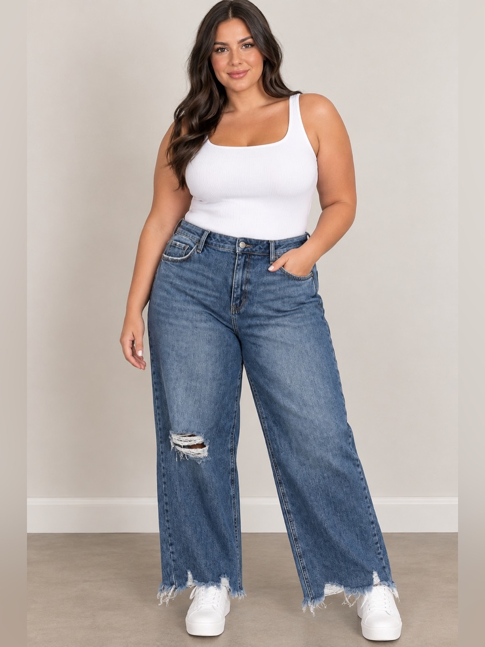 Vervet Boyfriend Jean Blue Distressed Straight Jeans